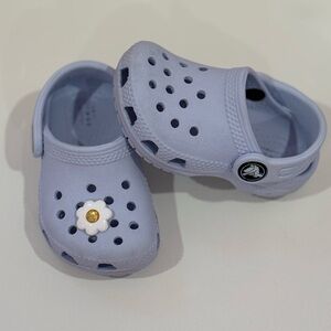 Kids Light Blue Clogs with Flower Charm C4